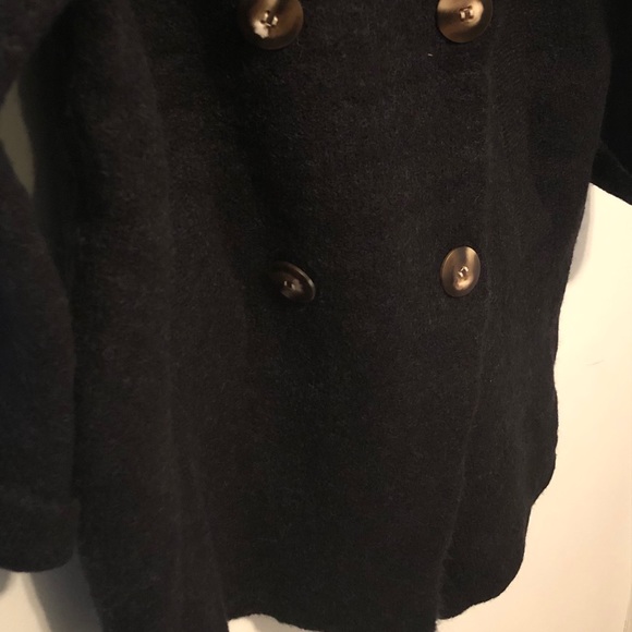 Zara Knit Hooded Double-Breasted Cardigan Navy L - Picture 6 of 8